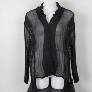 NWOT Karen Perry folded/pleated chiffon blouse - M